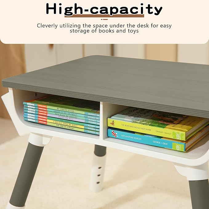 Kids Study Desk and Chair set Height Adjustable Graffiti Desktop Storage Drawer - Image 3