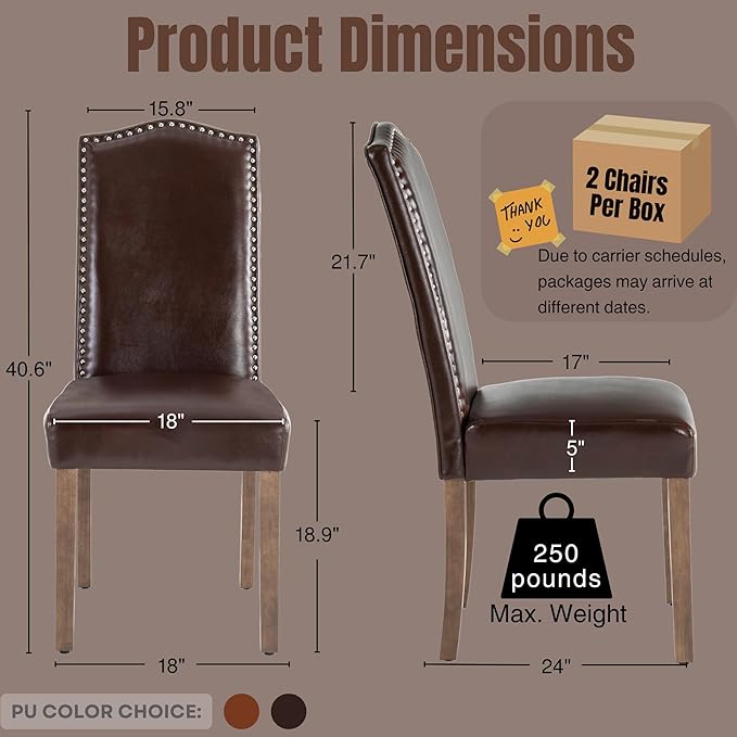 Stylish Upholstered Parsons Dining Chair PU Faux Leather - Image 3