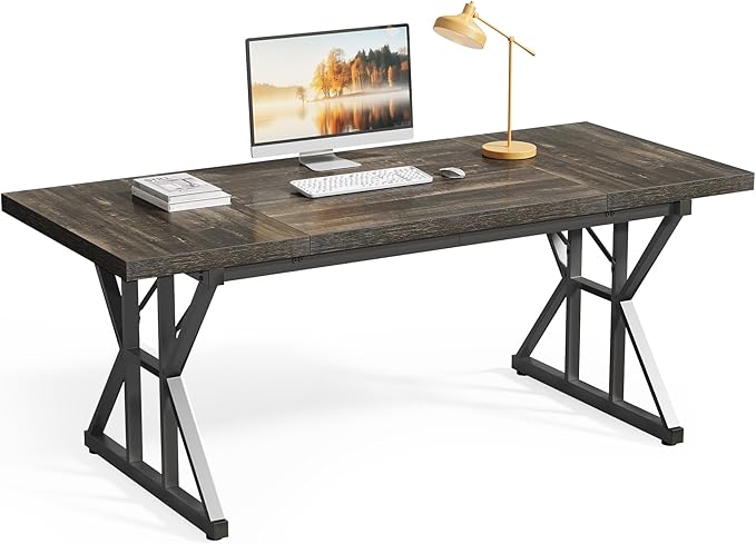LITTLE TREE 70.8-Inch Large Executive Desk, Extra Long Computer Office Desk by LITTLETREE
