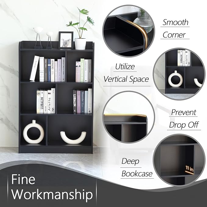 Book Shelf with Back Panel Stability 6 Cube Bookcase Multifunctional Cube - Image 9