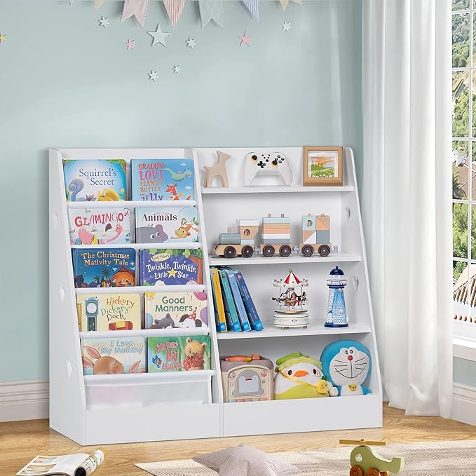 Lerliuo 4 Tier Kids Bookshelf and Storage Organizer, Five Layer Sling Children - Image 6