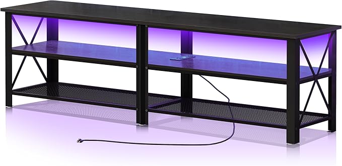 Clikuutory Modern Black 71 inch Metal TV Stand by Turnyourhouseintoahome