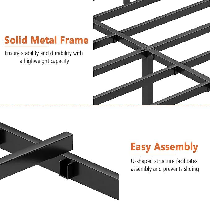 California King Bed Frame-Classic Metal Platform Bed Frame, Mattress Foundation - Image 7