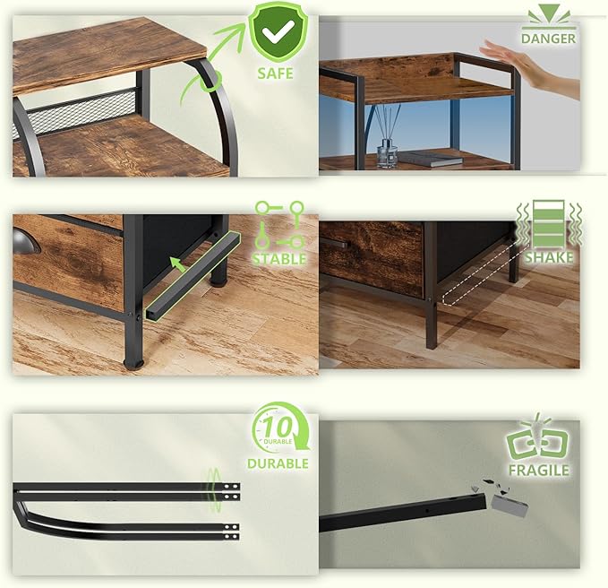 Night Stand Nightstand with Drawer Nightstands Storage Night Stands 3 Drawers - Image 6