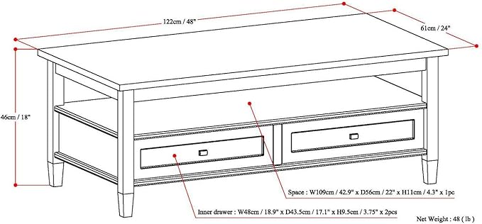 SIMPLIHOME Warm Shaker Coffee Table - Image 3