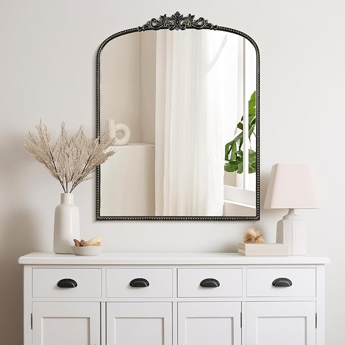 WallBeyond Gold Vintage Arched Mirror, 28x36 Inch, Wall Mounted, Rectangular - Image 4