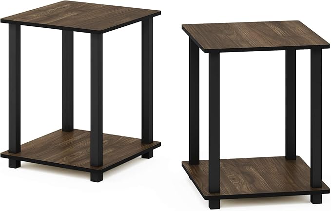 Furinno Simplistic Set of 2 End Table, Columbia Walnut/Black - Image 7