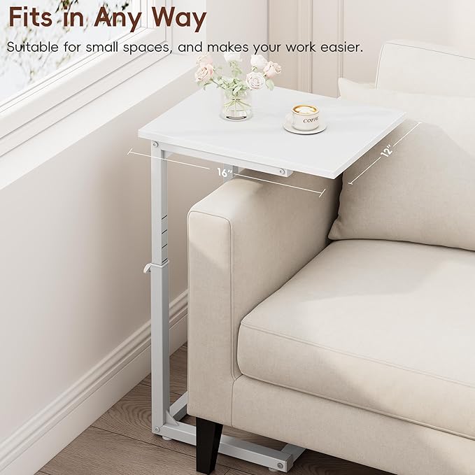 Vagusicc C Shaped End Table, Sofa Table That Slide Under, C Table End Table TV - Image 6