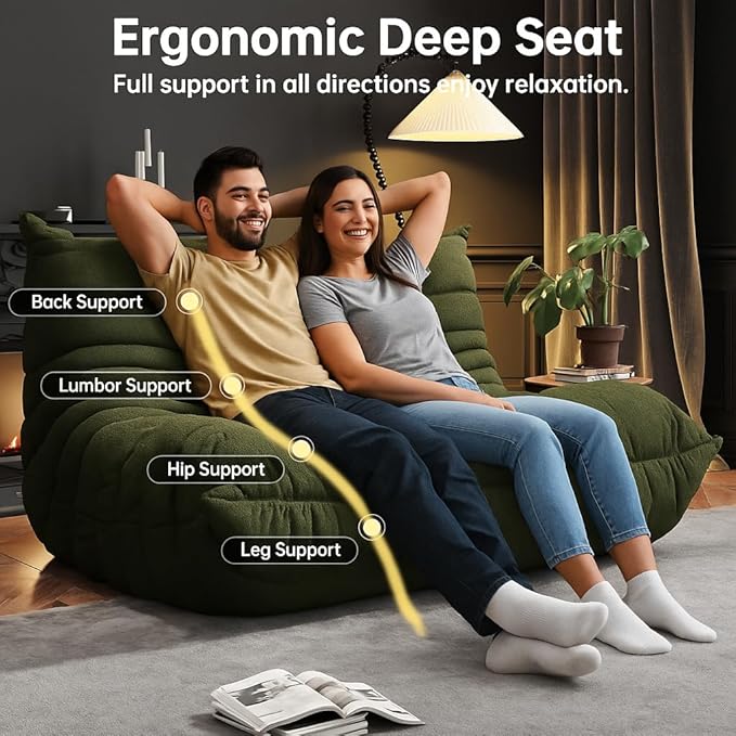 Bean Bag Chairs for Adults, Memory Foam Couch Loveseat Sofa Chair, Soft Teddy - Image 5