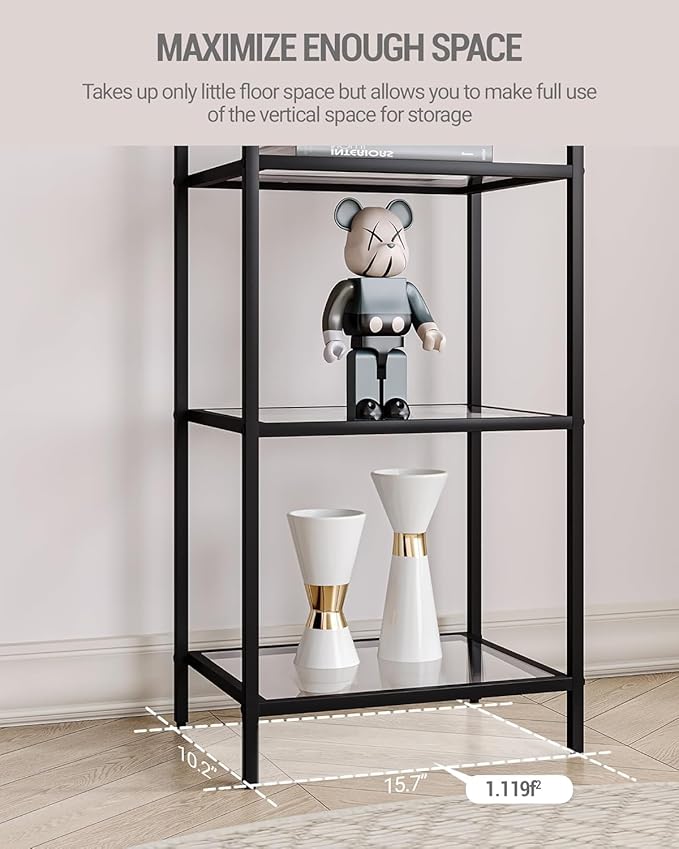Bookcase Bookshelf, Tempered Glass Bookshelves, Slim Shelving Unit - Image 5