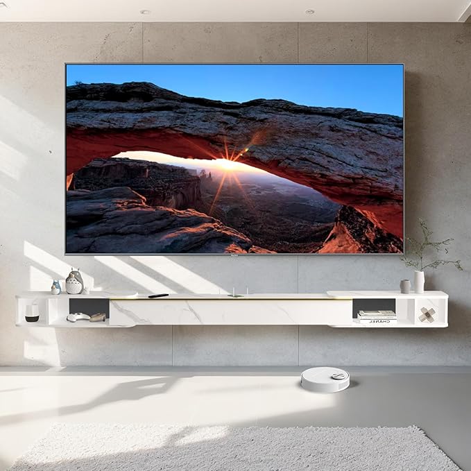 Pmnianhua Retractable Length Floating TV Stand, Minimalist Floating TV Shelf by Pmnianhua