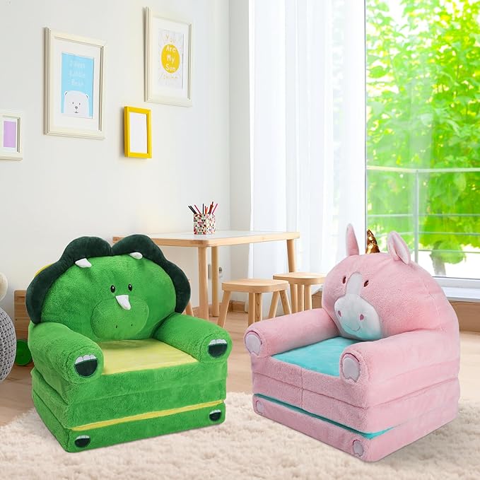 Foldable Kids Couch Toddler Backrest Armchair 2 In 1 Flip Open Sofa Bed - Image 7