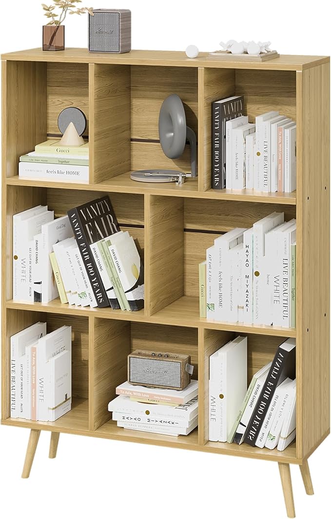 Bookshelf, 3-Tier 8 Cube Open Wooden Book Shelf - Image 3