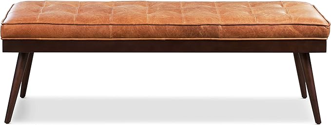 POLY & BARK 55" Tufted Leather Bed Bench - Image 4