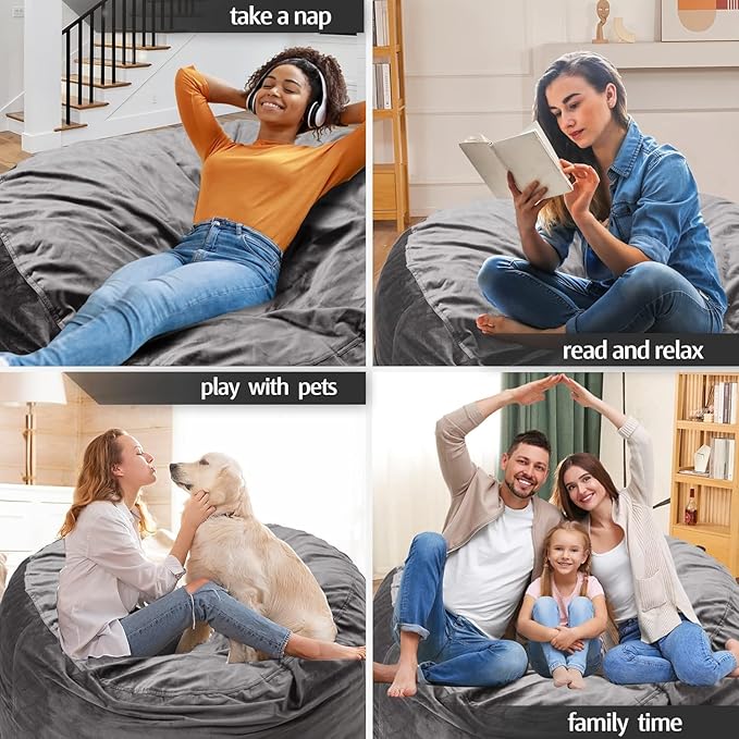 Bean Bag Chairs, Memory Foam Stuffing Bean Bag Chair - Image 5