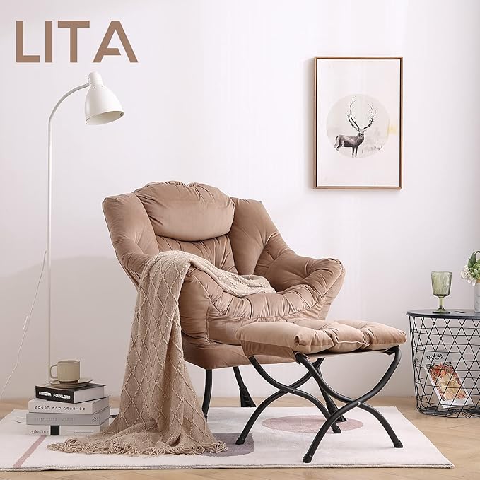 LITA Velvet Dark Brown Contemporary Accent Leisure Upholstered Sofa Chair - Image 2