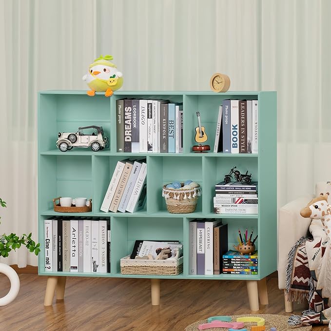 LEYAOYAO 10 Cube Bookshelf, 3 Tier Modern Wide Bookcase - Image 5