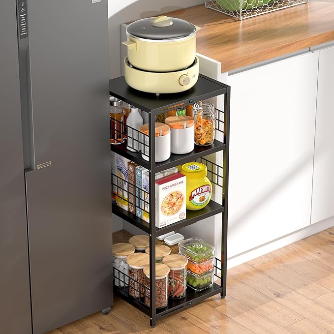 Expandable Slim Storage Shelf, 4 Tier Metal Shelving Unit - Image 2
