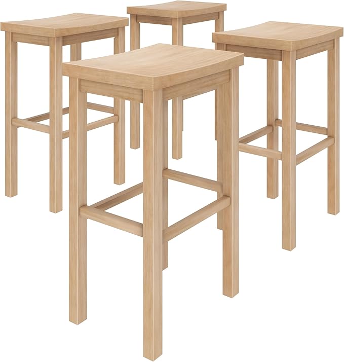 Grain & Grove Smith Collection Set of 4 Solid Wood Bar Stools, 30 inch - Image 7
