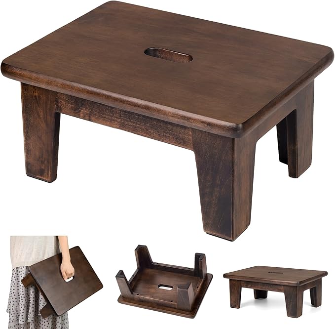 Wooden Step Stool No Assembly Needed, Bed Steps by BETSEO
