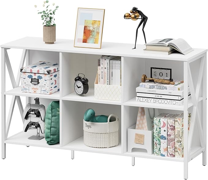 Horizontal Bookshelf Bookcase, 6 Cube Storage Organizer by Adompacat