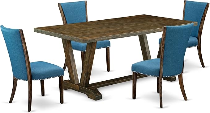 East West Furniture V777VE721-5 5 Piece Dining Set Includes a Rectangle Dining by EastWestFurniture