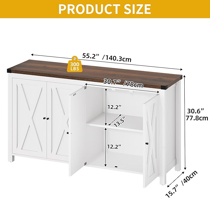 DWVO 55'' Sideboard Buffet Cabinet - Image 3