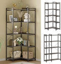 Tohomeor Bookshelf 5 Tier Deformable Corner Bookcase Free Standing Modern by Tohomeor