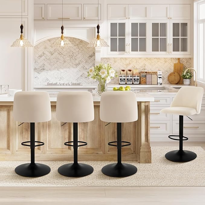 COLAMY Bar Stools Set of 4, Modern Swivel Bar Chairs, Adjustable Upholstered by COLAMYINC