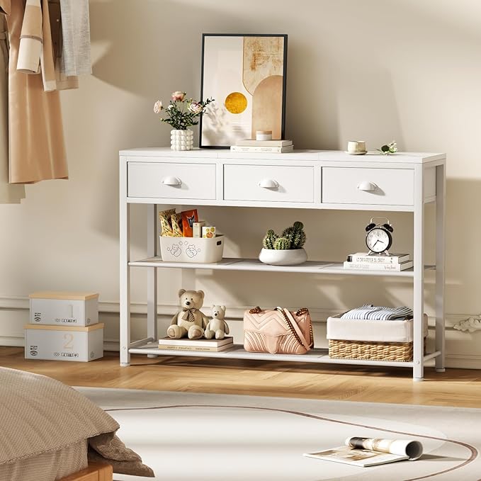 Furologee White Entryway Table, Industrial Entry Way Table - Image 6