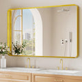 Koonmi Gold Wall Mirror for Bathroom, 30x48 Inch Matte Deep Framed Rounded by KOONMI