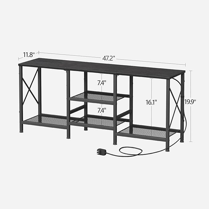 TV Stand with LED Lights for 55 Inch TV, Entertainment Center with 3-Tier Open - Image 3