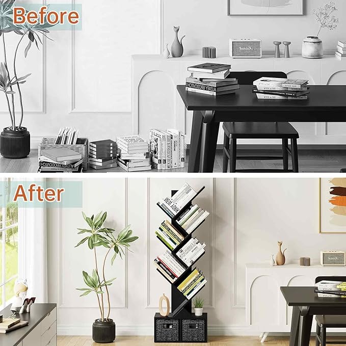Vagusicc Tree Bookshelf, 6 Tier Bookshelf - Image 9