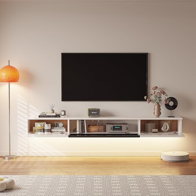 High Gloss Floating TV Stand, Under TV Floating Shelf, Floating TV Cabinet - Image 3