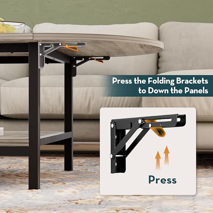 SAYGOER Folding Coffee Tables for Living Room 2-Tier Extended Coffee Table - Image 6