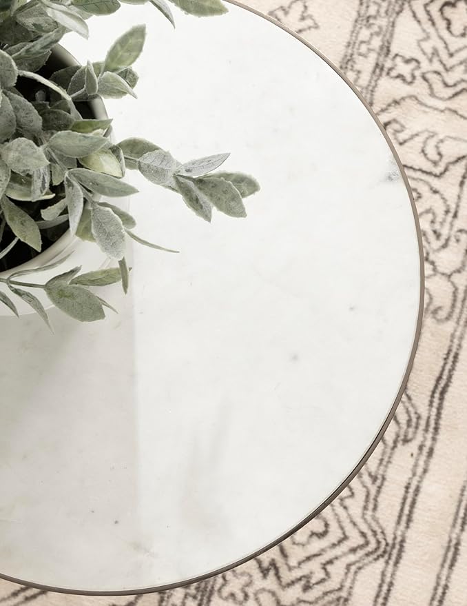 Kate and Laurel Gribben Modern Round Marble Side Table, Tripod-Base Bedside - Image 5