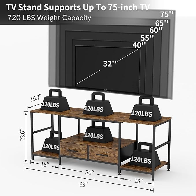 TV Stand for 75 Inch TV, TV Stands for Living Room - Image 7