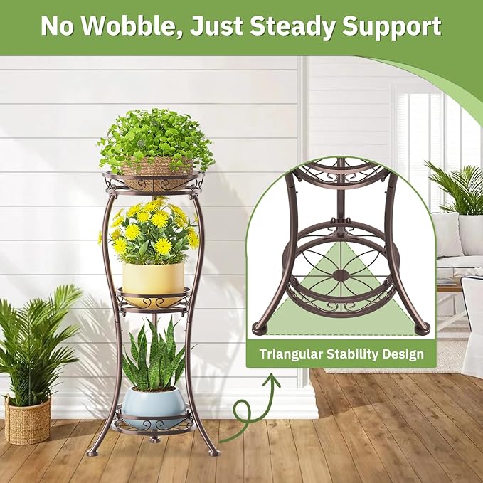 KMOTASUO 3 Tier Tall Plant Stand Indoor Outdoor - Image 3