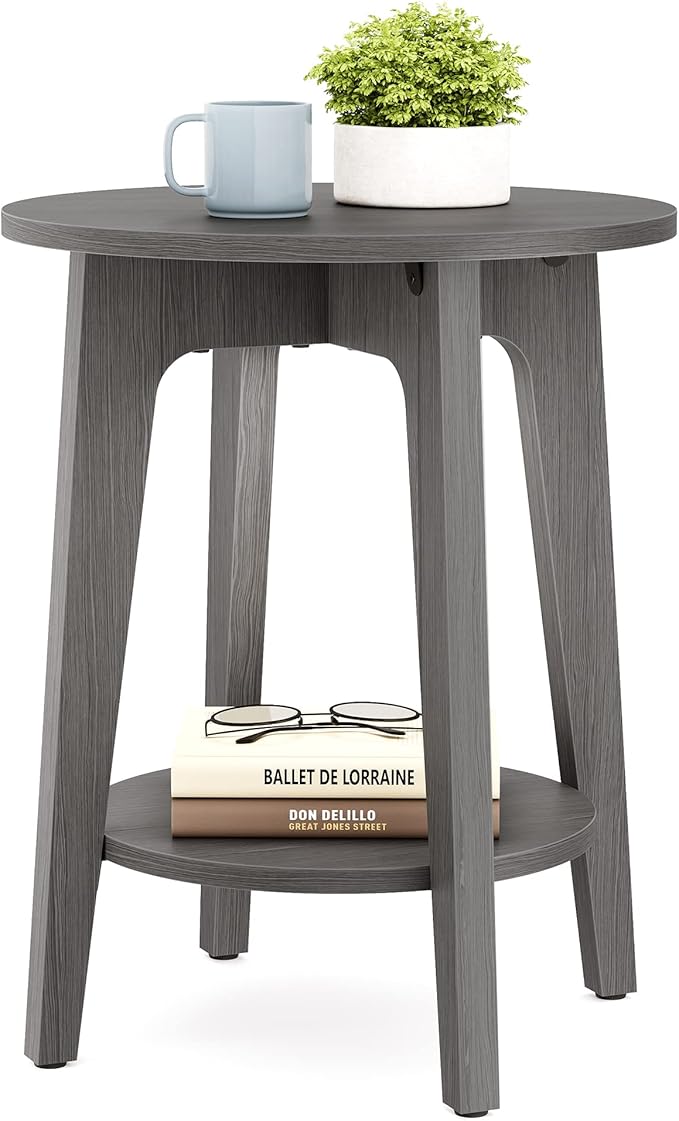 VASAGLE Side Table, Small Round End Table by VASAGLEbySONGMICSHOME