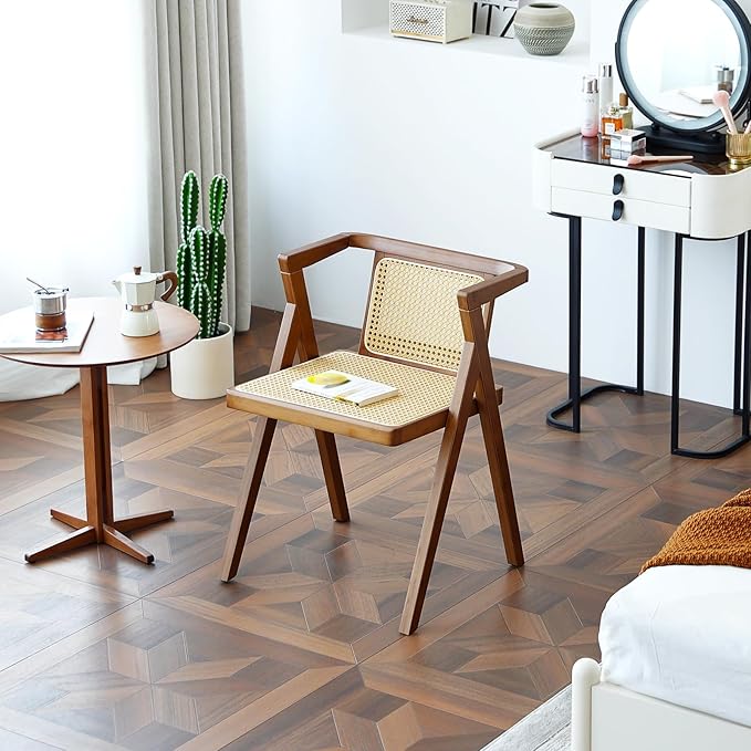 Rattan Dining Chair, Mid-Century Accent Armchair, Wicker Chair, Outdoor Bamboo - Image 8