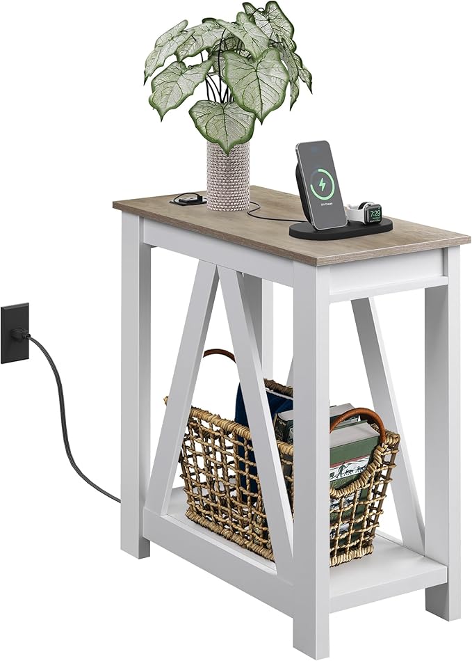 WLIVE Farmhouse End Table, Narrow Side Table by WLIVE