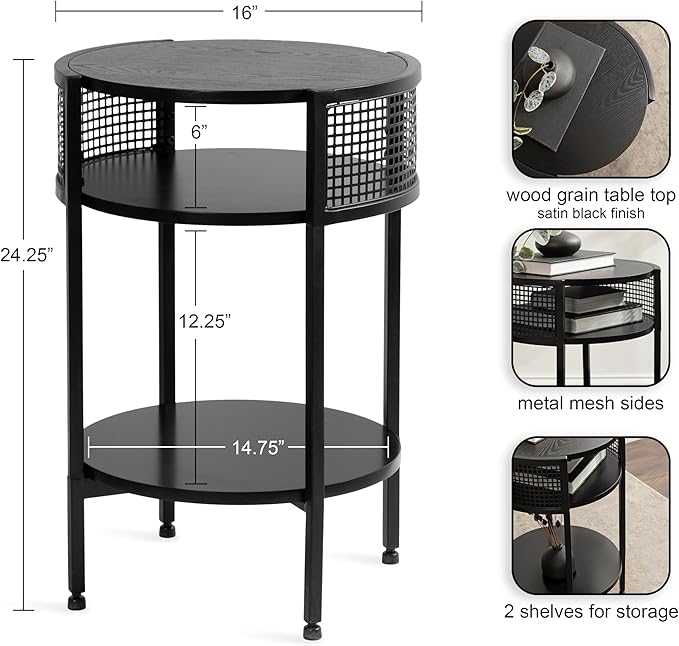 Kate and Laurel Urso Modern Tiered Round Side Table, Transitional Two-Tier - Image 3