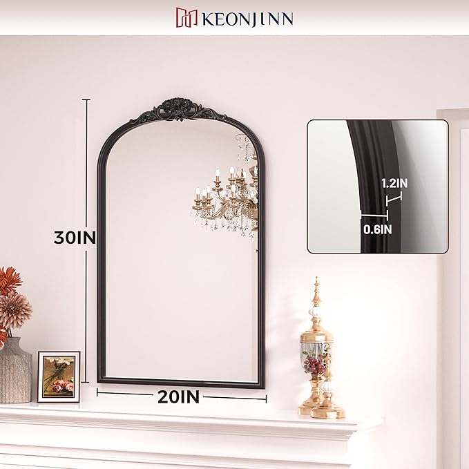 Keonjinn Antique Arch Mirror 20" x 30", Baroque Decorative Mirrors - Image 4