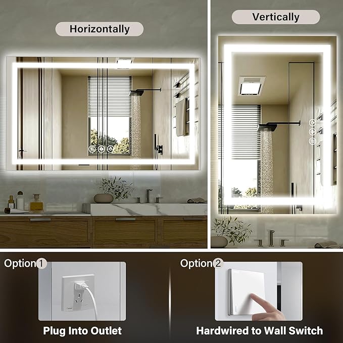 40"x 60"LED Bathroom Mirror, Backlit + Front Lit, LED Bathroom Mirror - Image 4