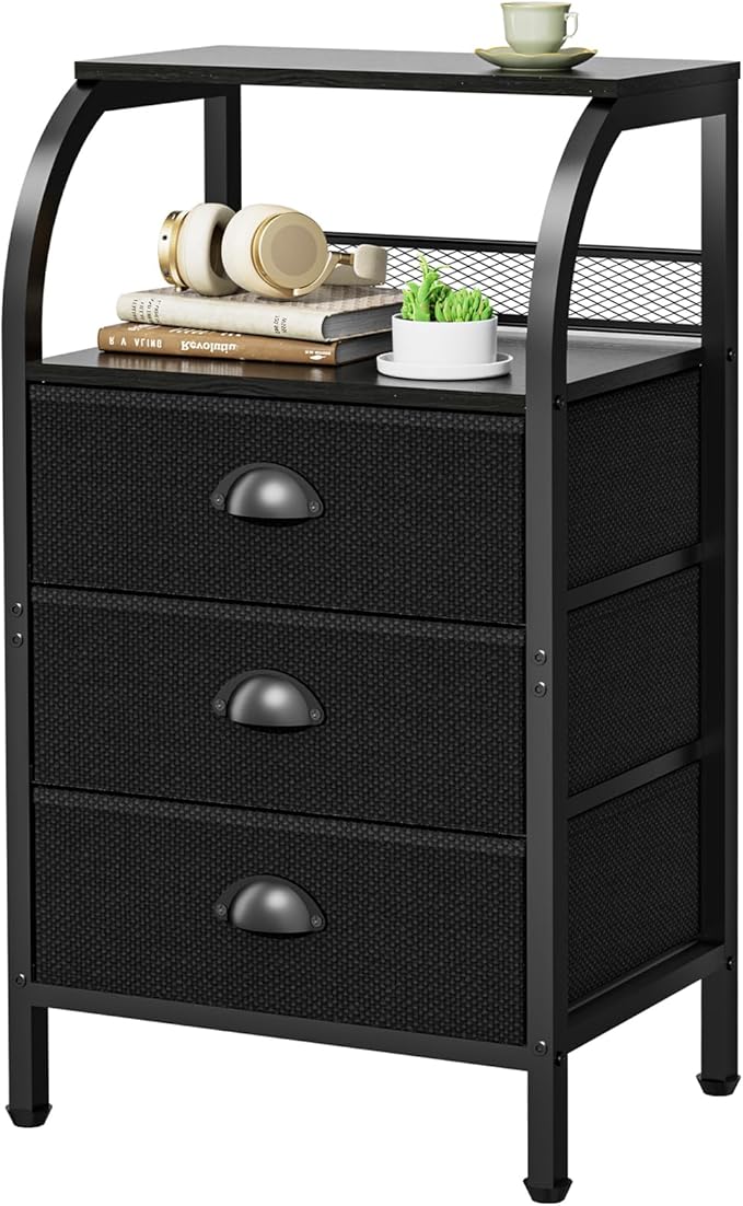 Night Stand Nightstand with Drawer Black Nightstands Storage Night Stands 3 by Jixlantuc