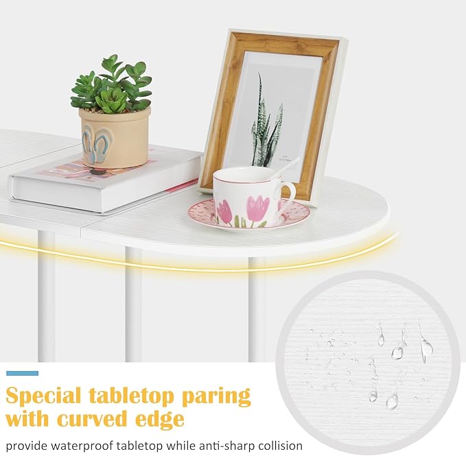 White Coffee Table for Living Room, Small Oval Coffee Table - Image 5