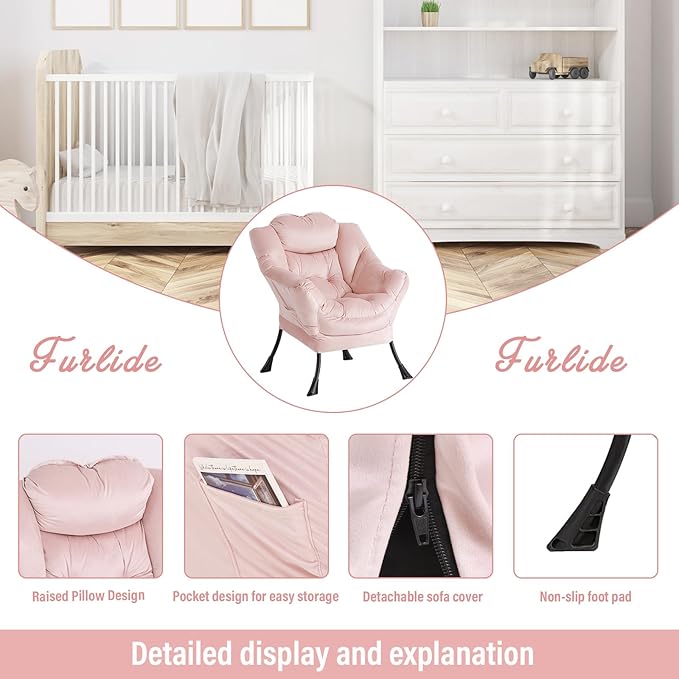 Lazy Chair with Ottoman, Modern Chair with Folding Footrest, Lounge Accent Chair - Image 4