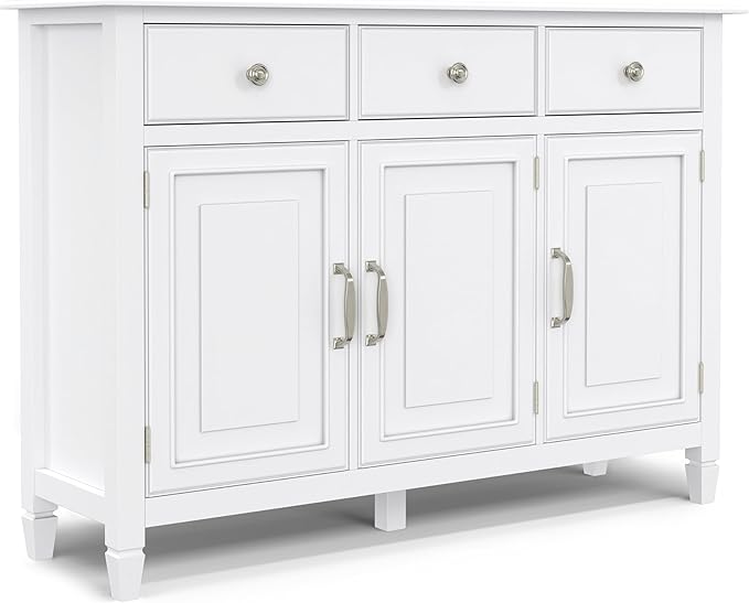 SIMPLIHOME Connaught 51-inch Wide Solid Wood Storage Cabinet in White by SimpliHome