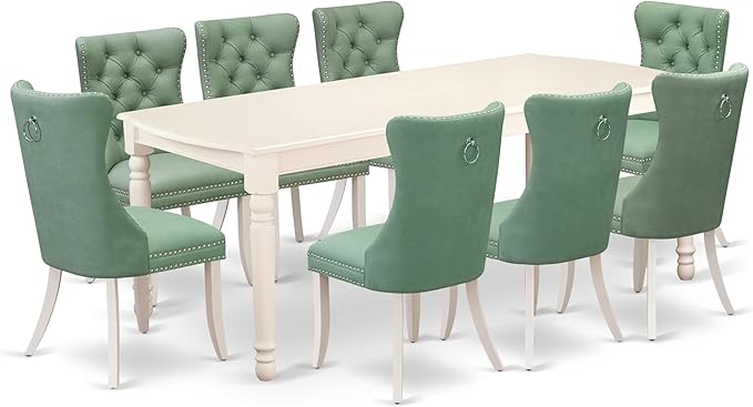 East West Furniture DODA9-LWH-22 9 Piece Kitchen Set Consists of a Rectangle by EastWestFurniture