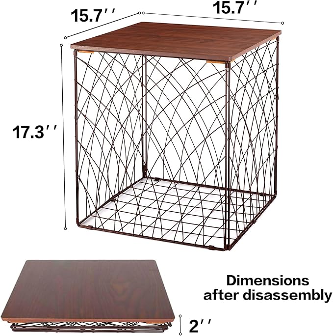 Small Coffee Table Storage, Square End Tables Blanket Basket - Image 3